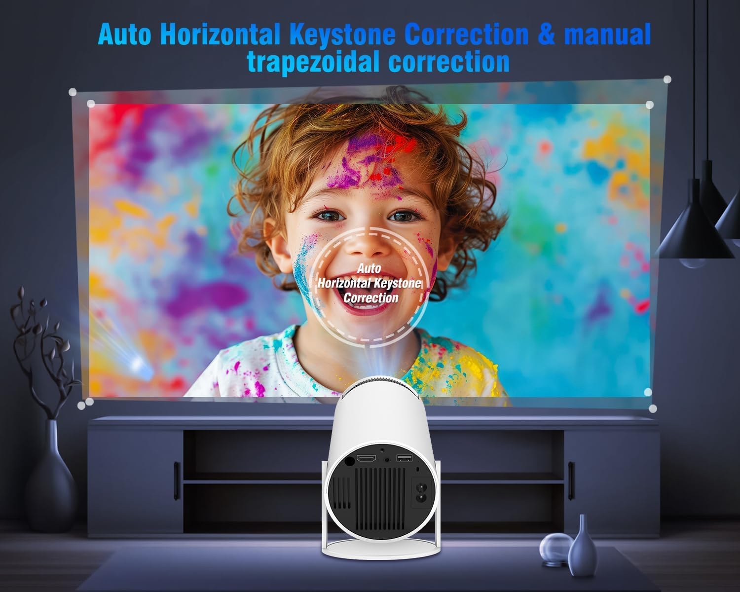 Mini Proyector portátil, WiFi6 BT 5.0 Android 11.0, proyector de video compatible con 4K 1080P, proyector de películas con corrección trapezoidal horizontal y rotación de 180° compatible con teléfonos