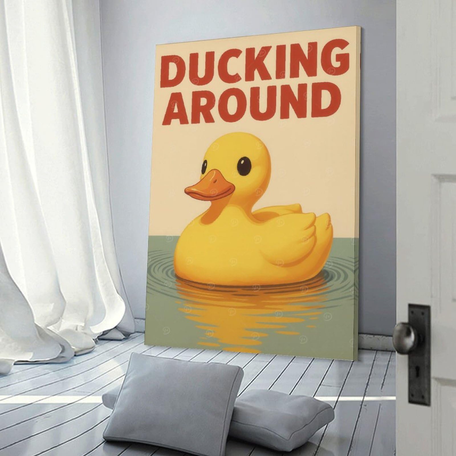 Junmoney Room Decor Wall Art Rubber Ducking Around Bathroom, 08x12inch(20x30cm), for Workspace Walls, Study Corners Or Bedrooms, A Smart Decor Choice for Study Walls