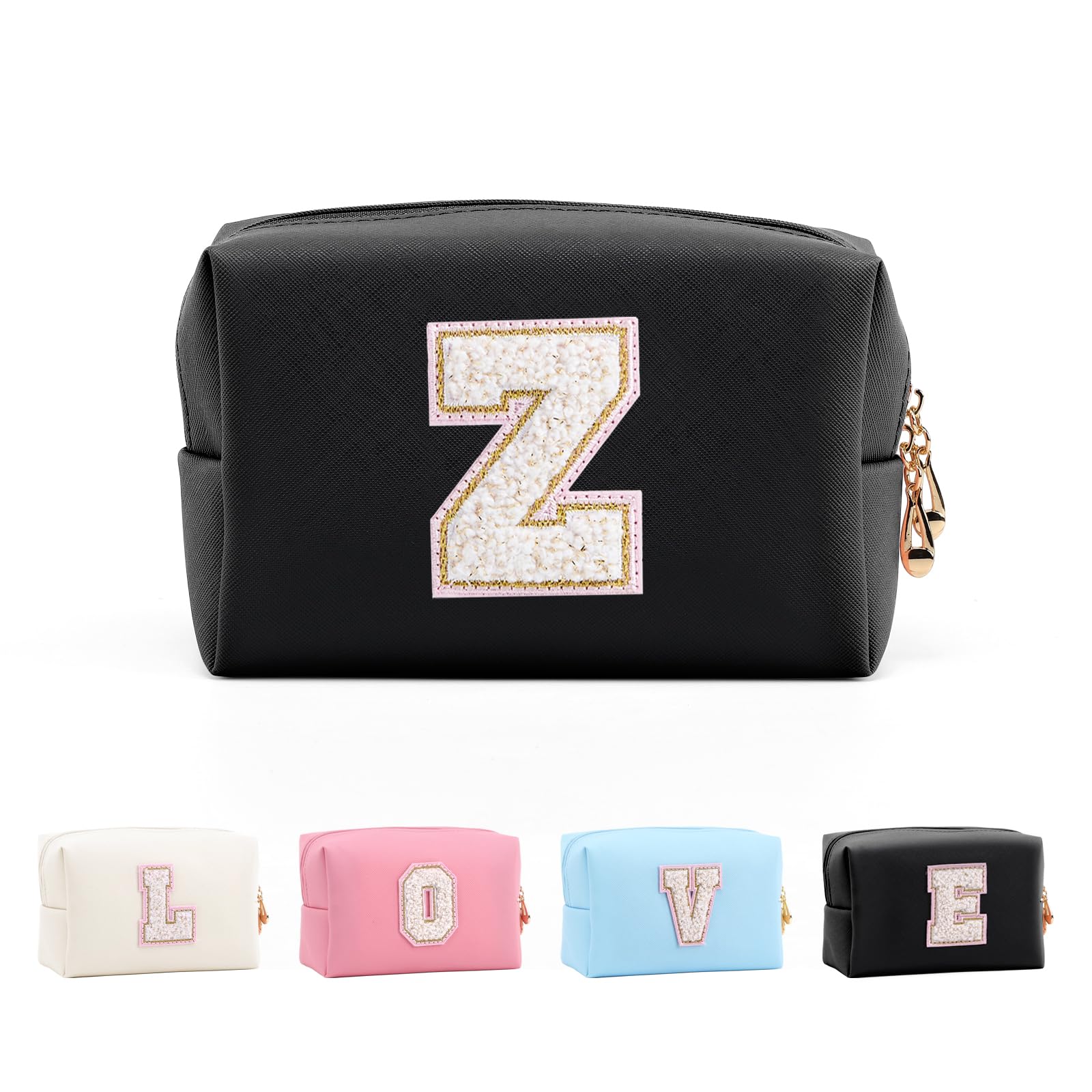 Bolsa de Maquillaje, Bolsa de Cosméticos Impermeable de Viaje, PU Cuero, Neceser de Baño, Bolsa De Aseo Y Almacenamiento para Mujer,Cosas Preppy para niñas Adolescentes (Letra A-Z) — view 81