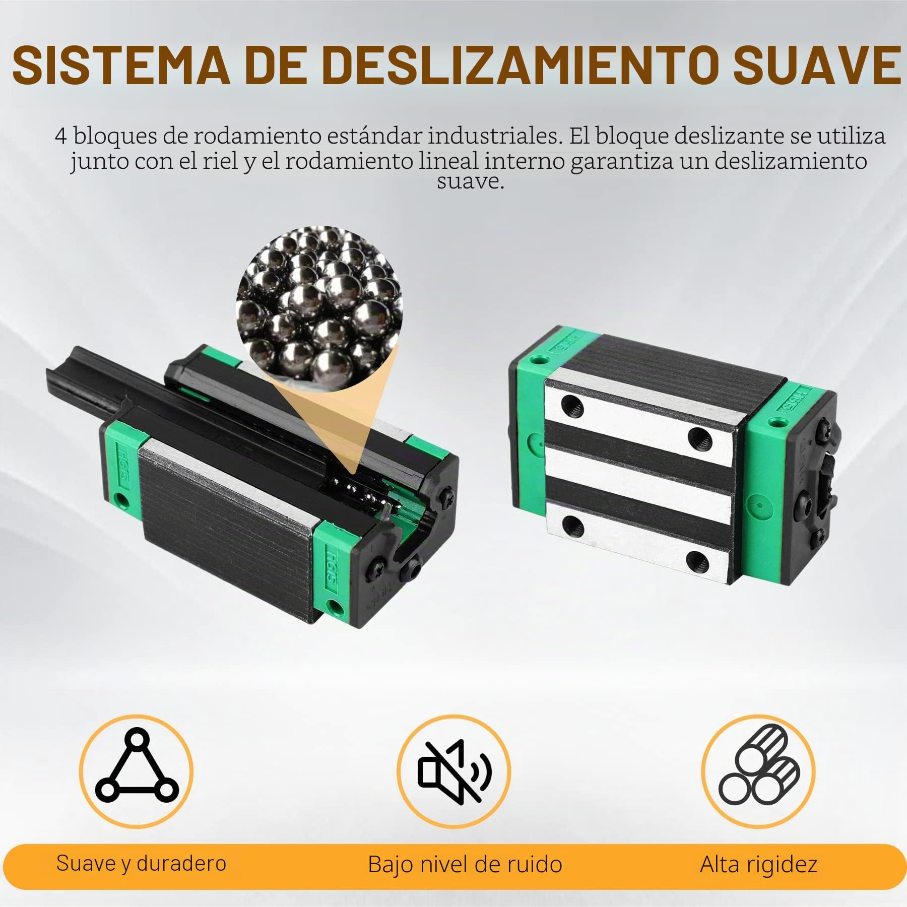 HGR20 Set de 2 guías lineales HGR20 de 800 mm, carril guía lineal + 4 bloques deslizantes HGH20, para aparatos eléctricos, fresado, routers CNC, bloques deslizantes e impresoras 3D