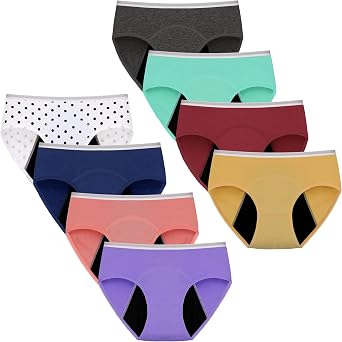 Geronmine Teen Girls Period Underwear Menstrual Leakproof Panties for First Period Starter Panty Kids Cotton Protective Brief