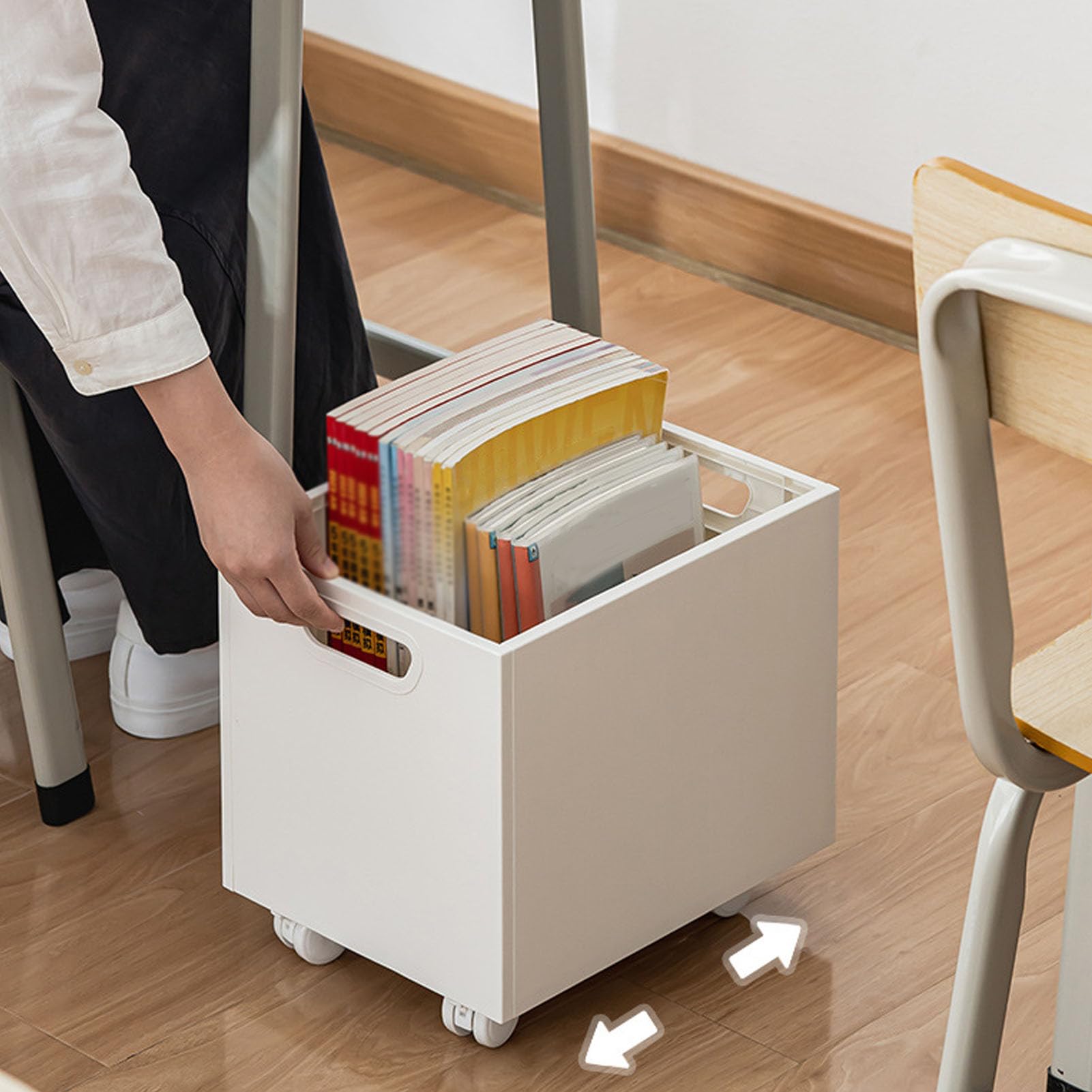 Scatola Porta Libri, Scatola Porta Documenti in Plastica con Doppie Maniglie Laterali, Impilabile con Carico di 50 Kg, Ampia Apertura 25 X 24 X 32 Cm, per Studenti, Aula, Ufficio, Casa