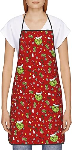 Hexeh Delantales de Navidad, delantal navideño novedoso para cocina, cocina, jardinería, bonitos regalos de Navidad para mujeres, hombres y parejas