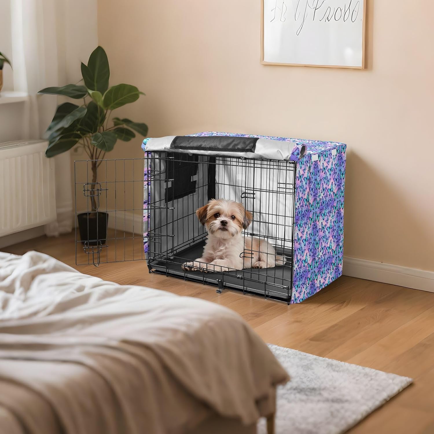 Fantasy Butterflies Cage Covers for Dog Crates Pets Kennel Covers Dog Crate Curtains 42 Inch