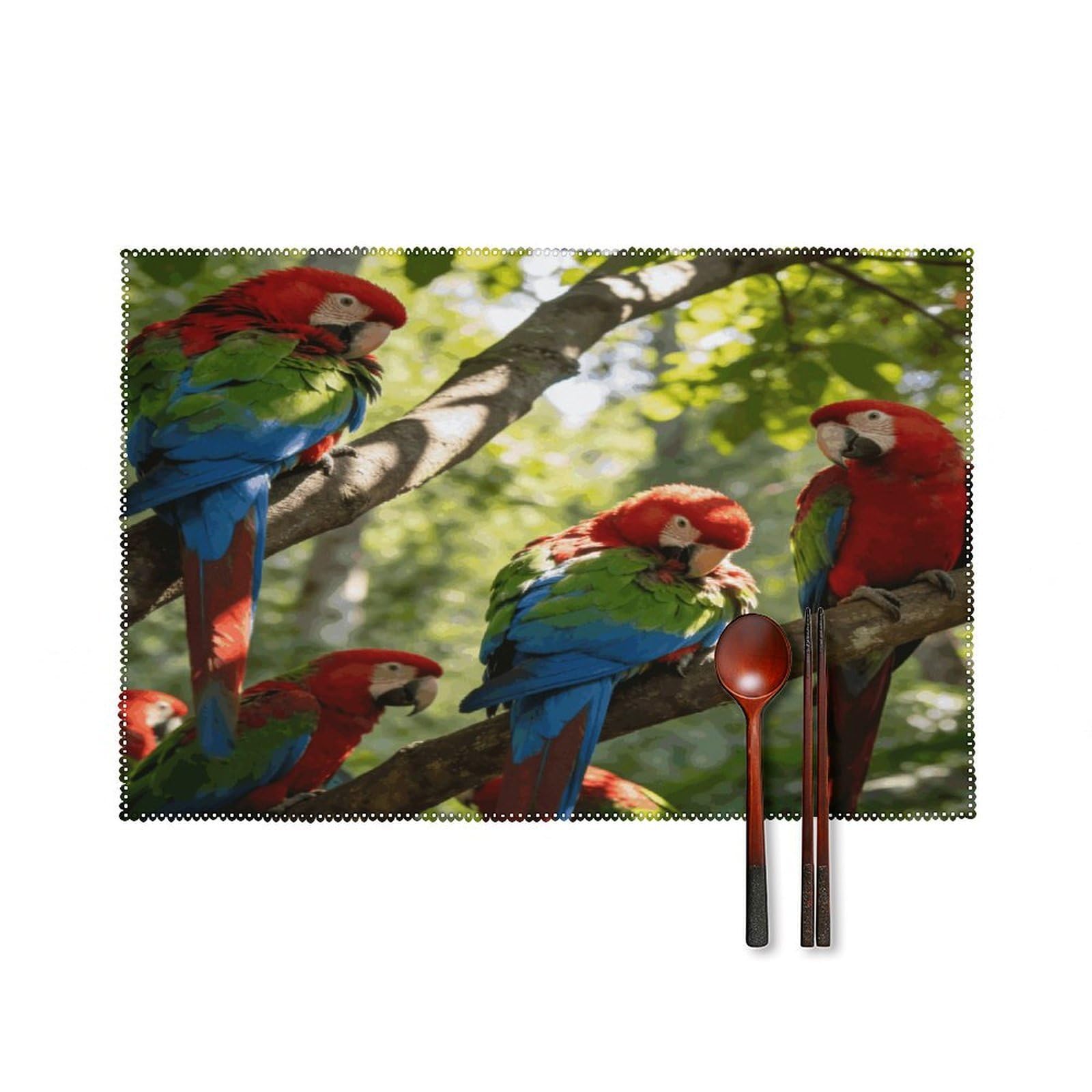 Khauerbc Style Birdsong In The Forest Placemats Set Of 6,Decorating The Dining Table，Canvas Washable Table Mats，Wipe Clean Anti Slip Dining Table Place Mats For Party Kitchen Dining Decoration
