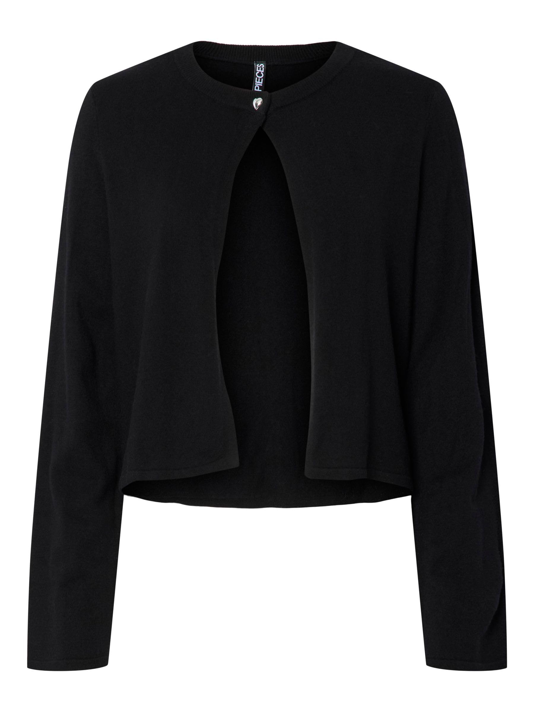 PIECES Pcorina LS O-Neck Knit Cardigan Pwp BC, Black, XS