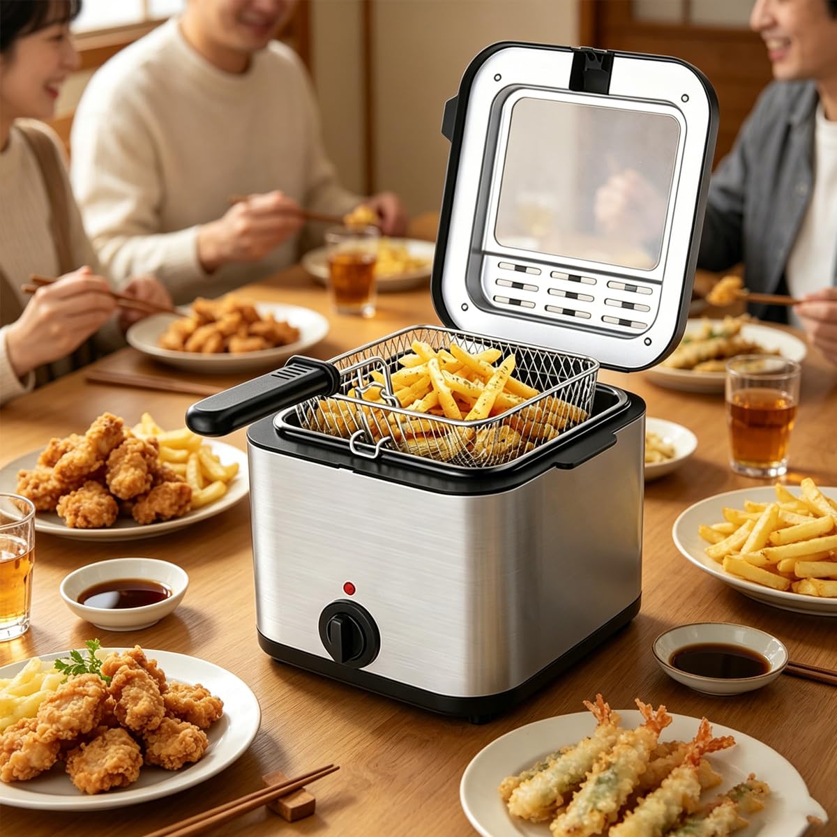 Amazon.co.jp: 電気フライヤー 卓上 多機能油調理器 約 2.5 L 温度調節