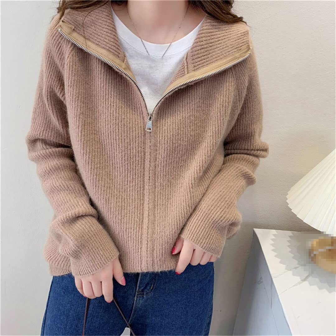 Chaqueta de punto con cremallera para mujer, estilo coreano, otoño/invierno