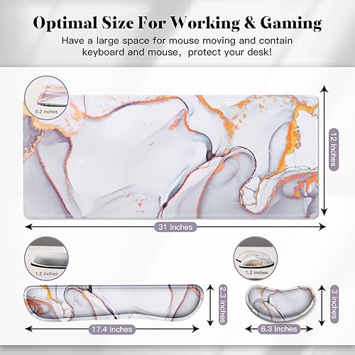 Miniatura 3 de Gimars Alfombrilla de mouse 3 en 1 y reposamuñecas para teclado, alfombrilla de mouse grande para juegos y reposamuñecas para teclado para