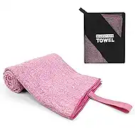 Microfiber Yoga Mat Towel Women Fast Drying Lightweight Camping Hiking Travel Beach Swimming Pool Body Towel(Light Pink, 1 Pack L(30X60 Inch)