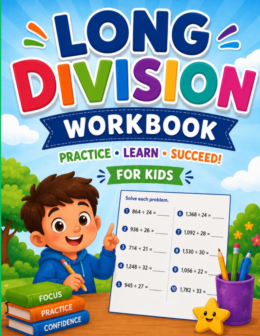 Long Division Workbook Kids Math Practice: Book 4th Grade 5th Grade Advanced Dividing