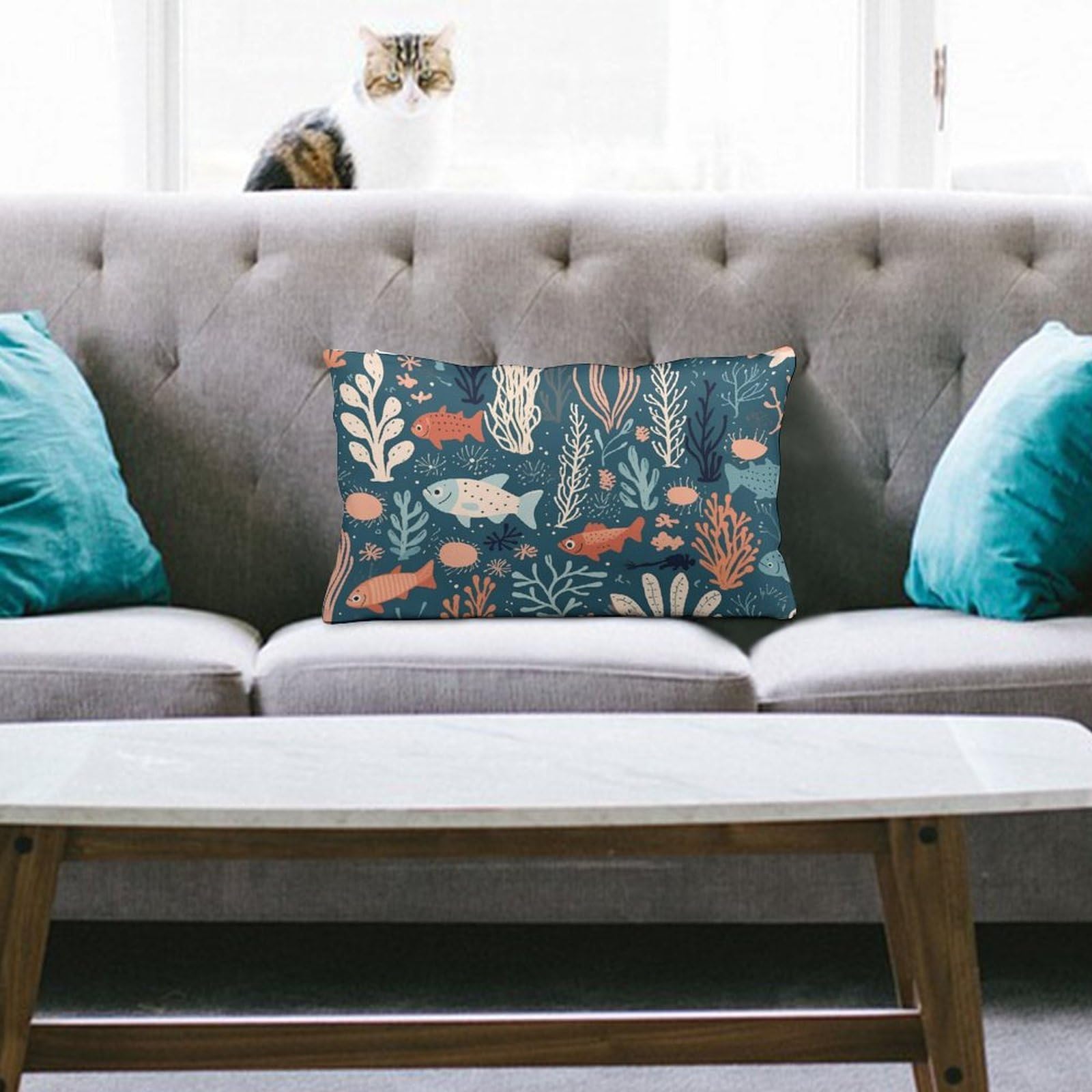 NTVOWPZO Decoration Throw Pillow Covers 8"x12" Pillowcases Covers Corals and Plants Soft Pillowcases Modern Farmhouse Home Decor Sofa Cushions Covers for Couch Bed Living Room