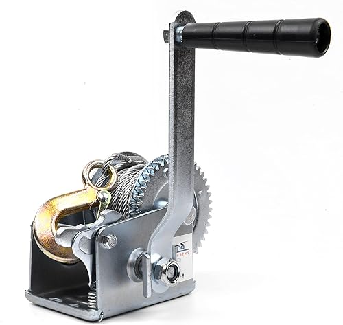 Miniatura 8 de Cabrestante de mano de 600 libras, cabrestante de remolque de barco de alta resistencia, grúa de engranaje de trinquete bidireccional, cabrestante