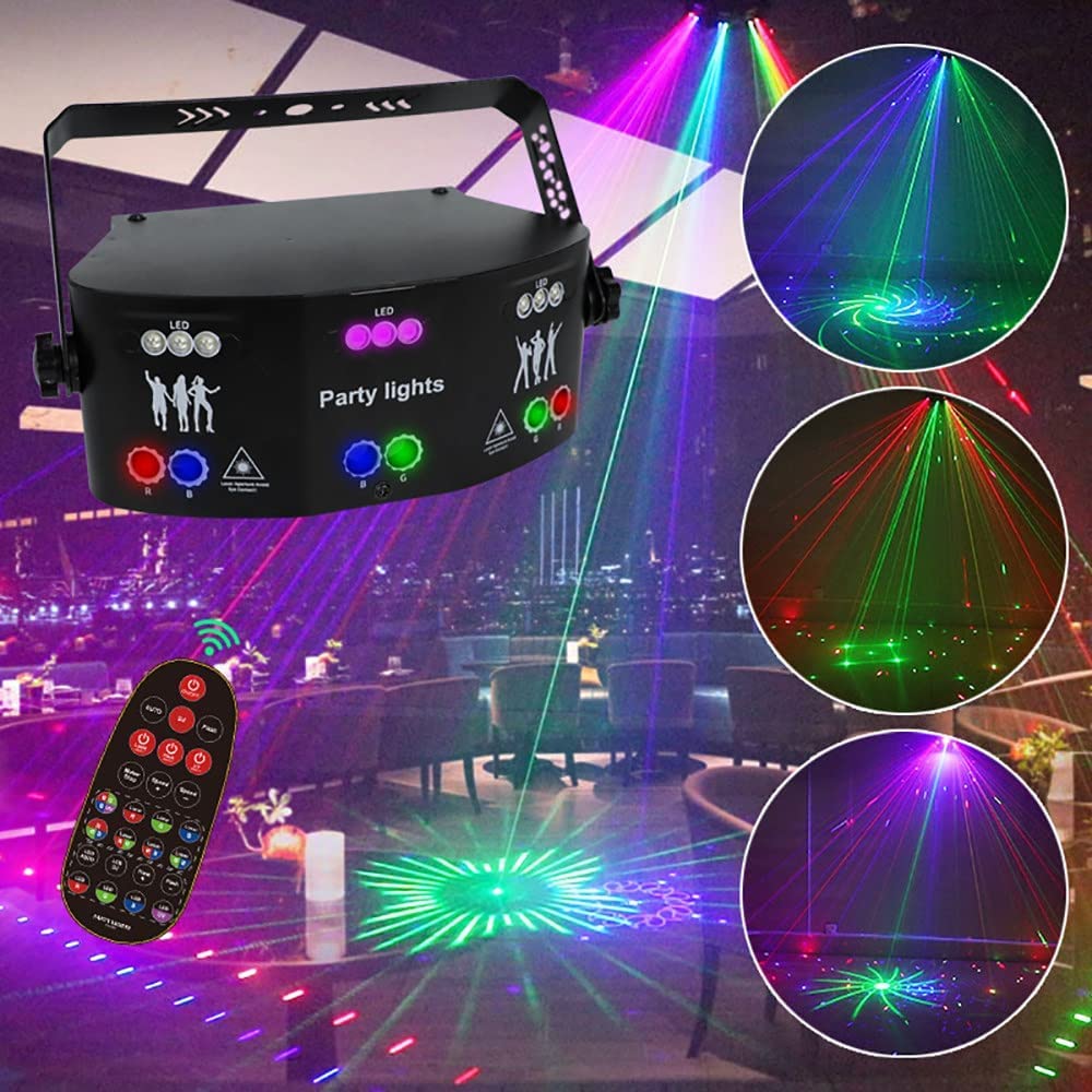 Luces estroboscópicas LED activadas por sonido de 15 ojos con control remoto, luces de discoteca para DJ, luces de fiesta para fiestas, hogar, Navidad, cumpleaños, karaoke, karaoke, bar