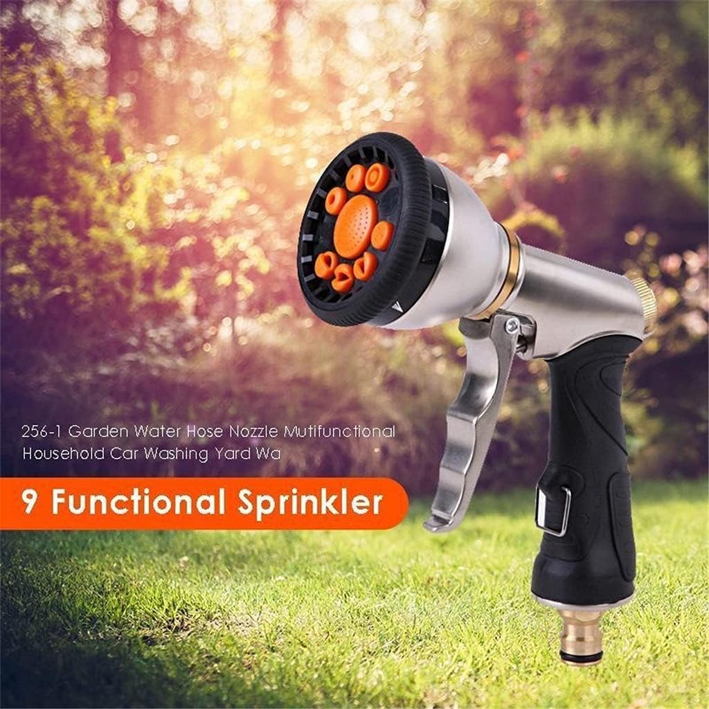 Hose Spray Nozzle, Metal Garden Hose Nozzle, Heavy Duty Water Hose Sprayer with 9 Adjustable Patterns Outdoor Hose Nozzles