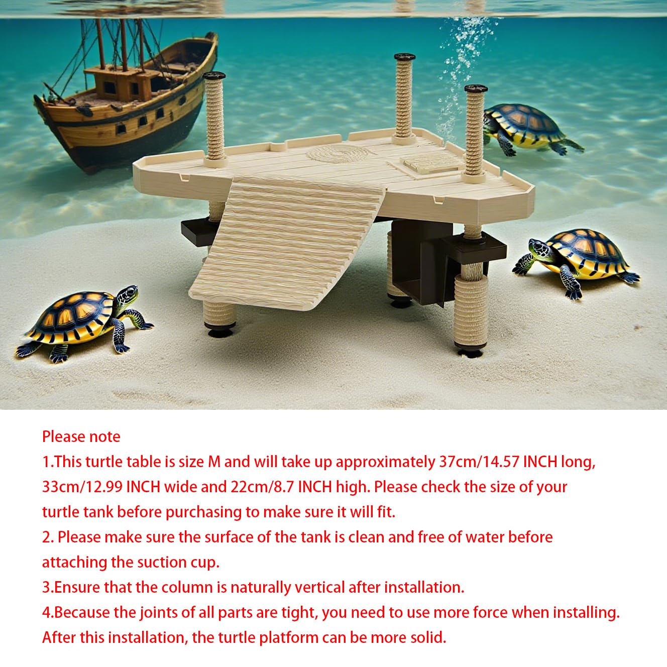 Turtle Sunbathing Platform, Plataforma de Tortuga acuática, Turtle Bank Plataforma de Muelle Flotante para Pequeño Reptile Rana Terrapin(Size:M)