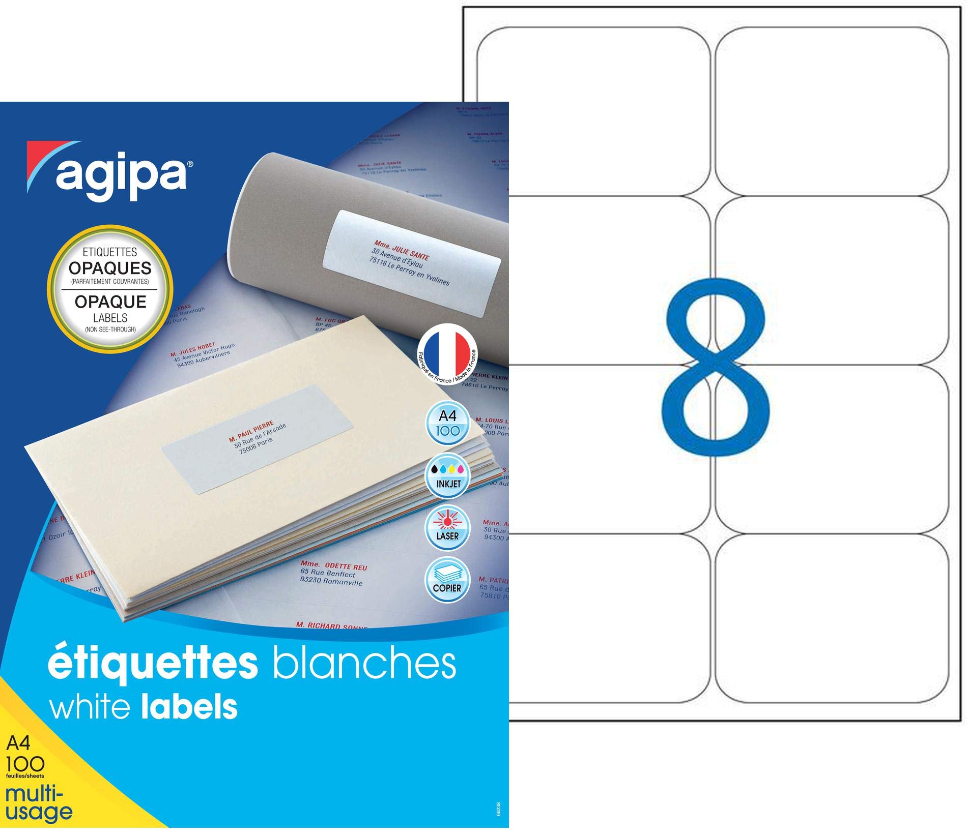 Lot de 800 etiquettes DIN A4 multi usage Apli 102422 blanc mat