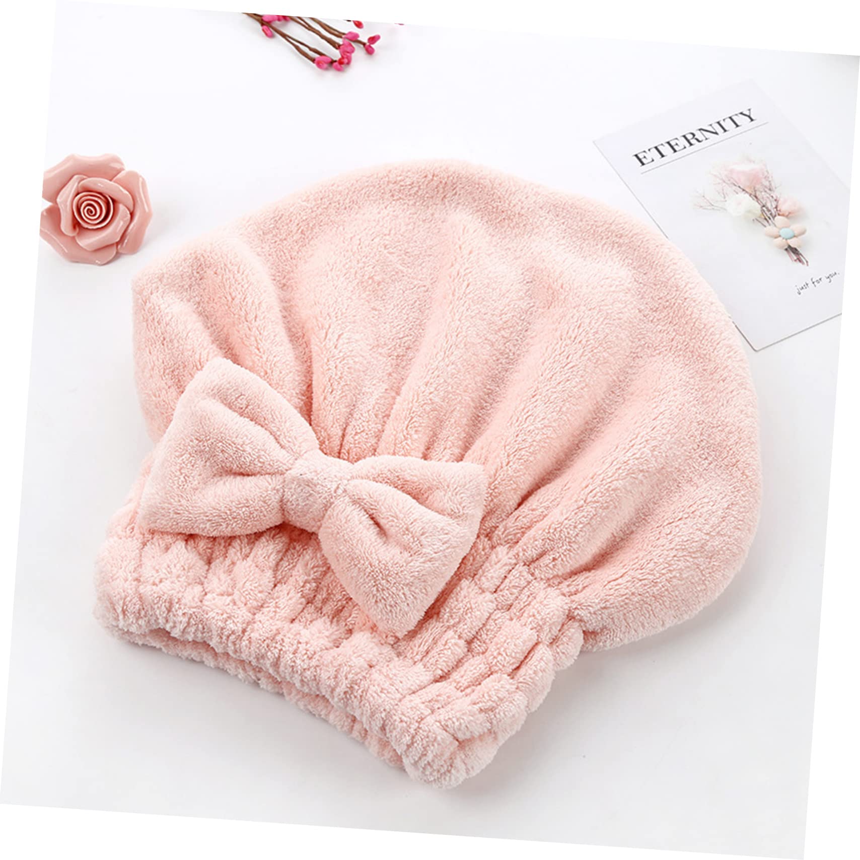 Beaupretty 4piezas Toalla De Secado Rápido De Pelo Coral Gorro Absorbente Lazo Gorro De para y