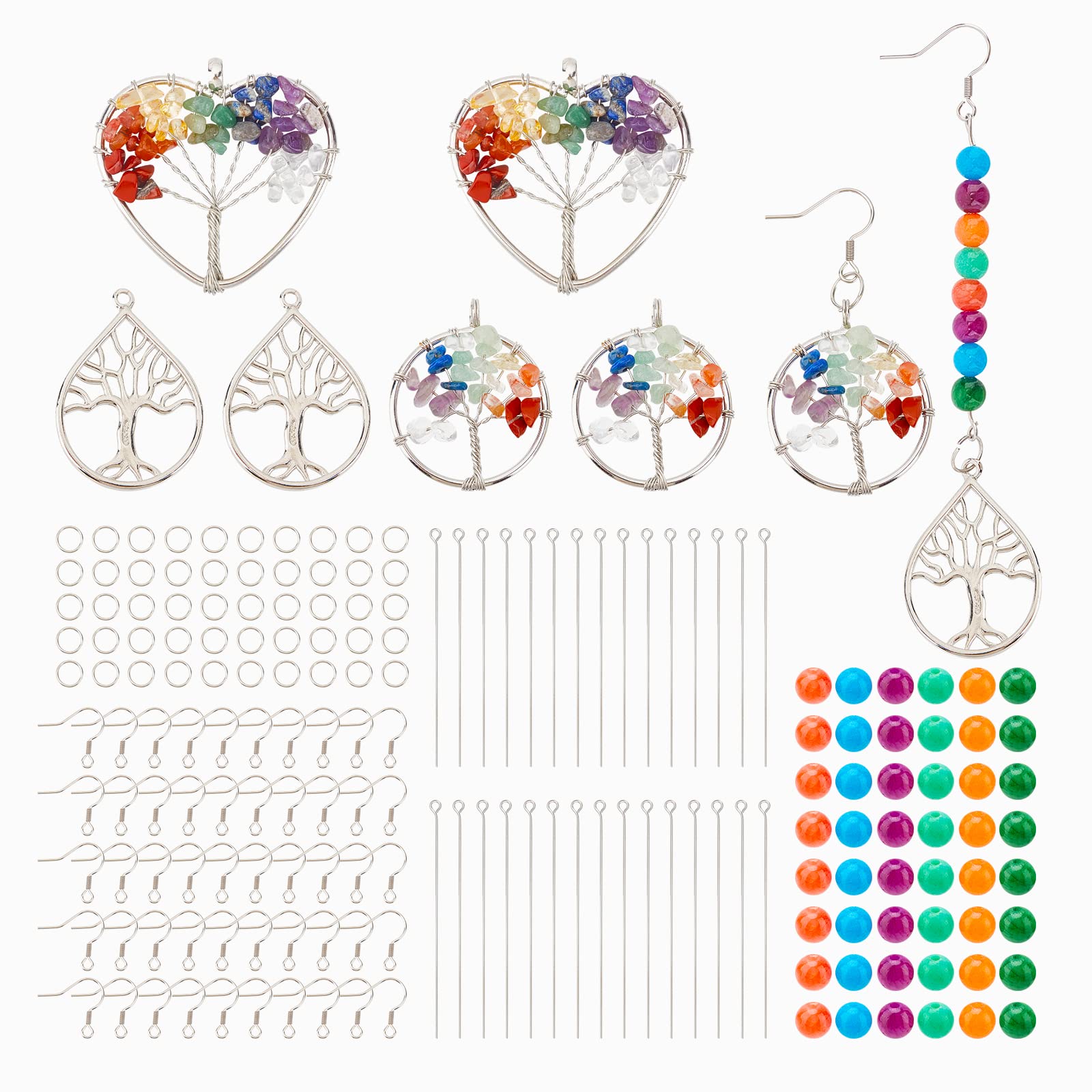 Kit de cuentas de piedras preciosas CHGCRAFT para regalar joyería del árbol de la vida
