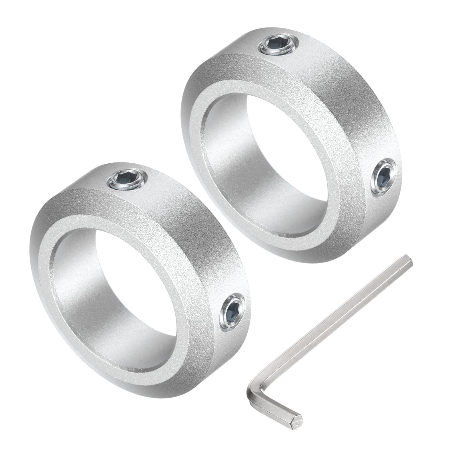 uxcell Set Screw Shaft Collar for 25mm Shaft, 2pcs Clamping Collars 38mm OD, 12mm Thickness, Aluminum Alloy Clamp-On Collar with M6 Set Screws and a