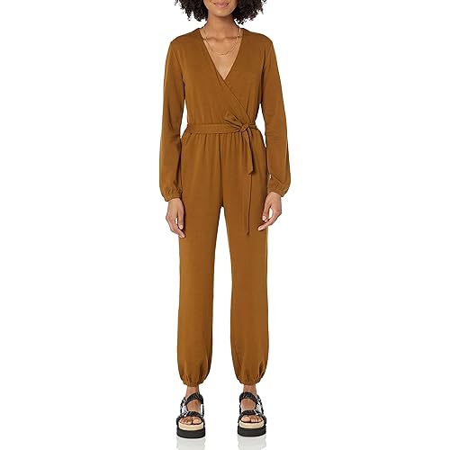 Amazon Essentials Women's Knit Surplice Jumpsuit (Available in Plus Size)