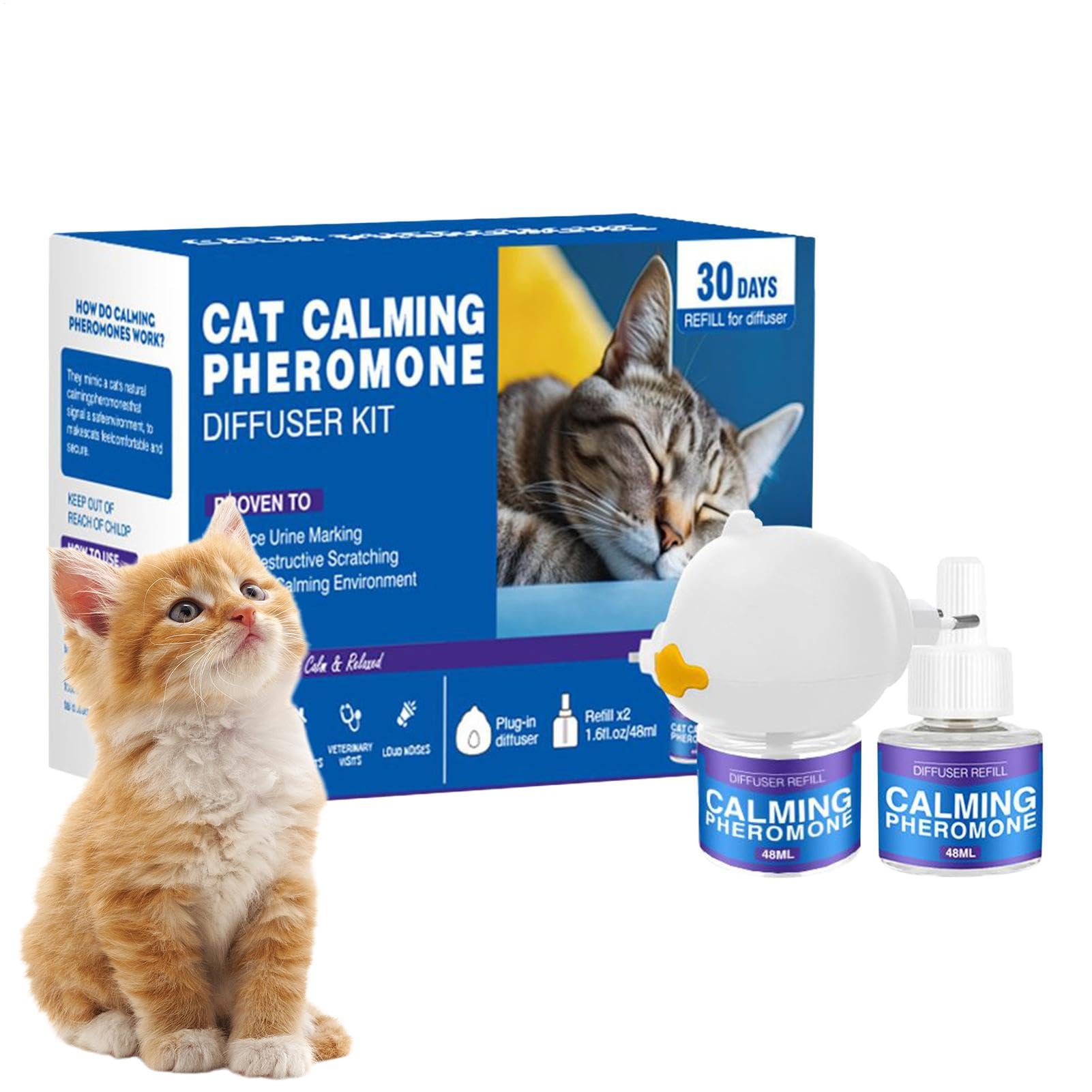 Diffusore rilassante per gatti | Gatti che calmano diffusore pheromone | Diffusore far fronte allos stress per gattini ricarica | Collegamento diffusore pheromone rilassamento per gatti
