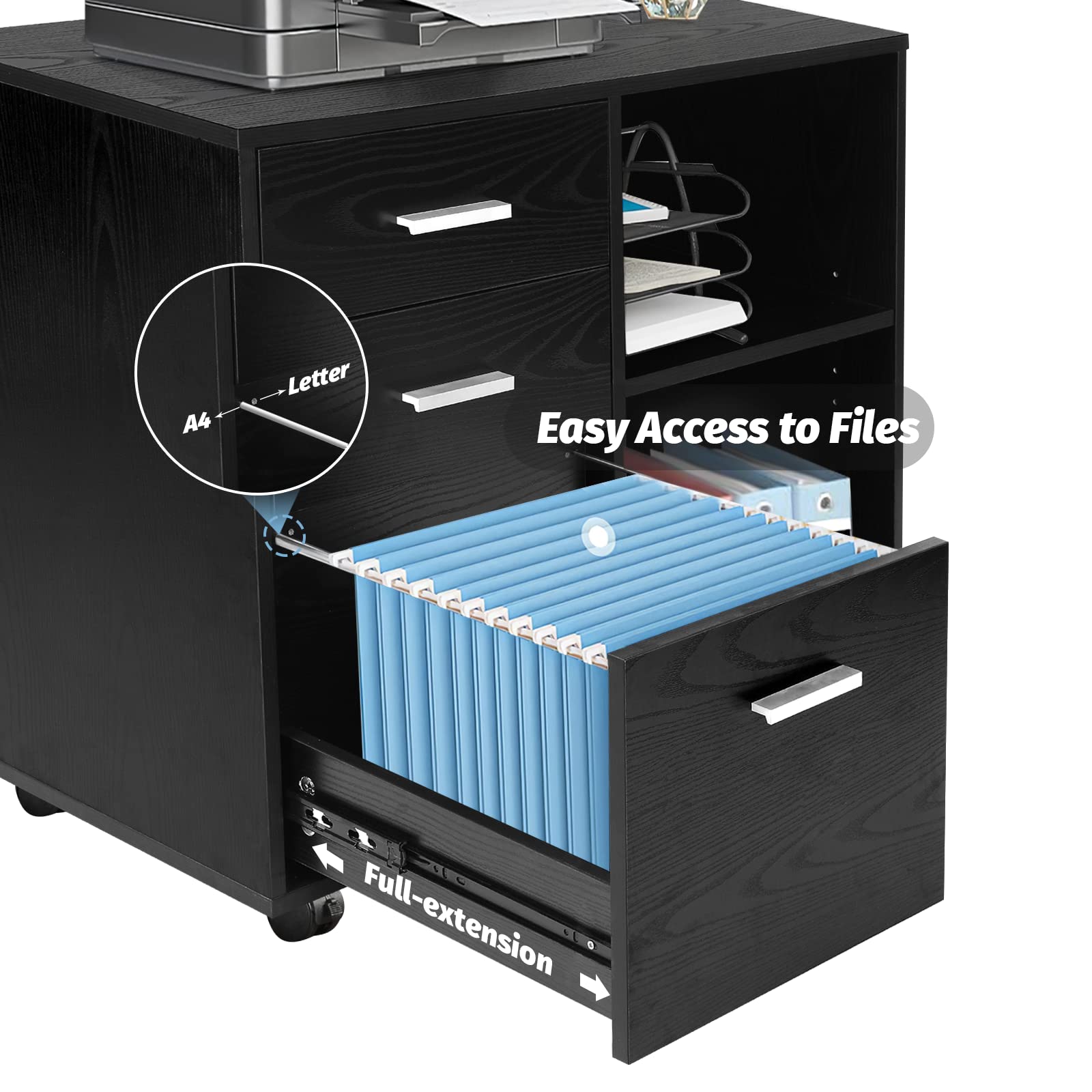 Buy TUSY 3Drawer Wood File Mobile Lateral Filing with