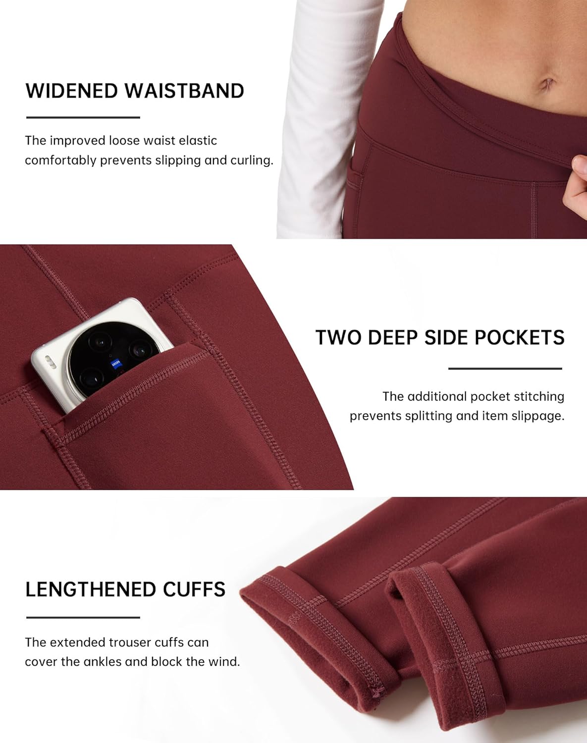 YOYOYOGA Fleece Lined Leggings Women with Pockets Tummy Control High Waisted Thermal Yoga Pants Workout Warm Winter - Image 5