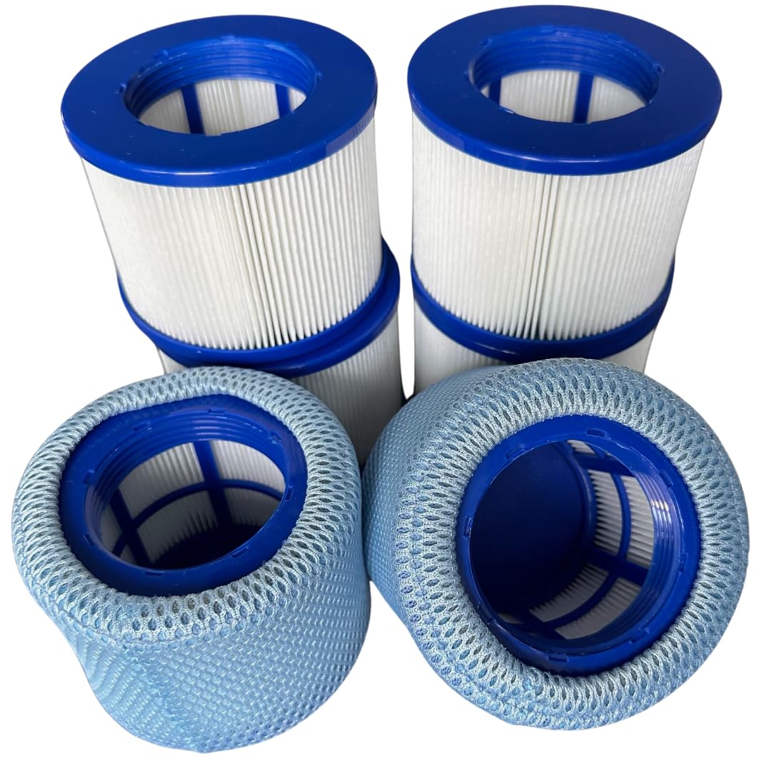 GAJA Set di filtri 2 in 1 per spa gonfiabili, Infinite Spa, 6 cartucce filtranti e 2 reti di protezione per Clever Spa e filtro Whirlpool Accessori Spa filtri di ricambio per piscine gonfiabili