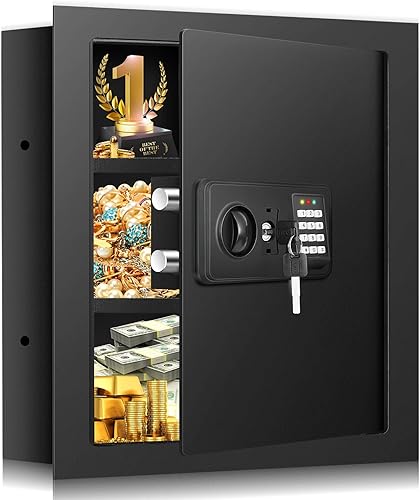 Caja fuerte de pared de 17.72 pulgadas de alto entre los pernos ignífugos con compartimento inferior oculto, resistente caja fuerte oculta con