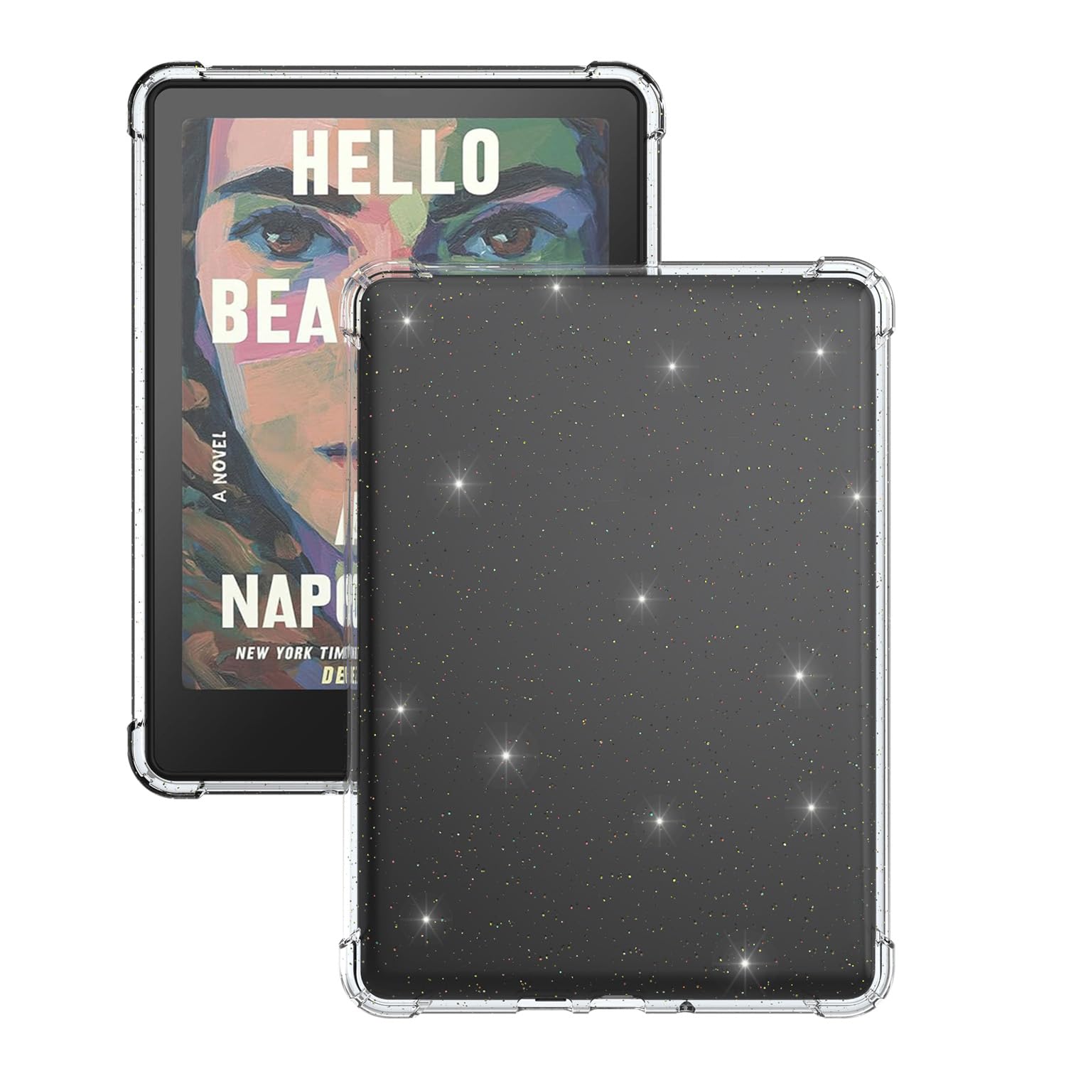 Transparente weiche TPU-Schutzhülle für Kindle Paperwhite 11. Generation 2021 Tablet mit 17,3 cm (6,8 Zoll), Fallschutz, stoßfest, transparent, leicht, schlanke Hülle (transparent-glitzernd)