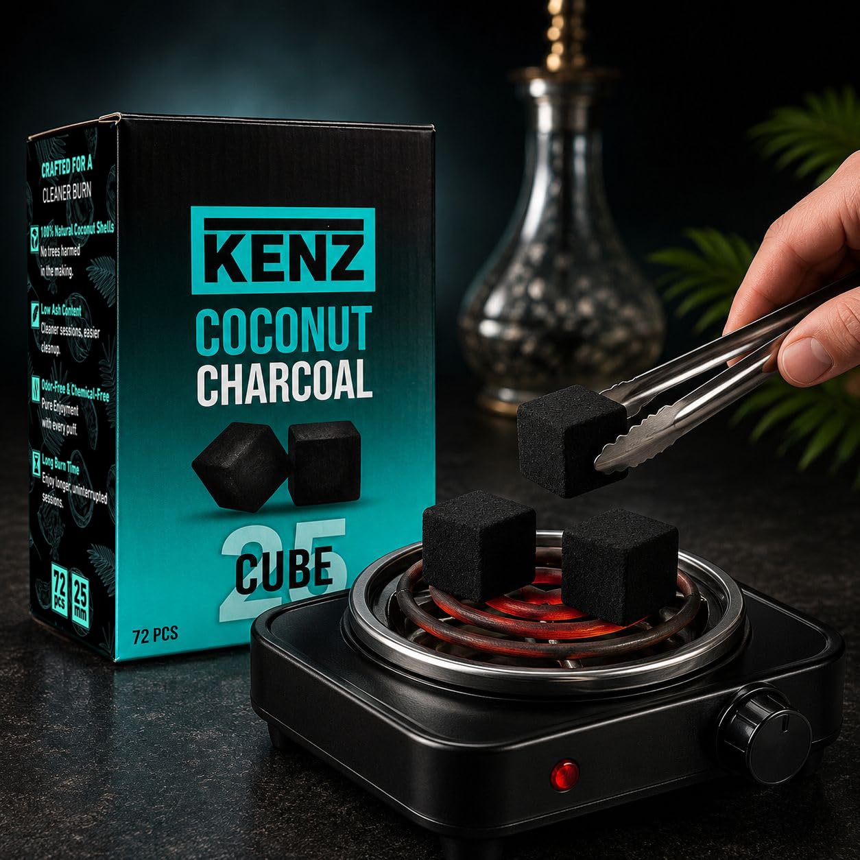 Amazon.com: KENZ Coconut Charcoal Cubes 25 mm — 100% Natural, Low