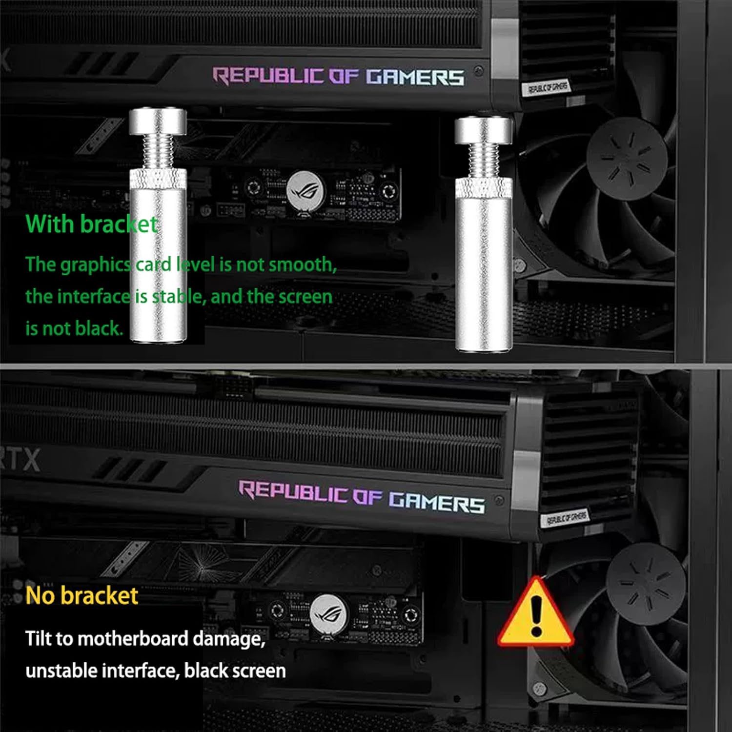 (2 Pack) GPU Support Bracket Silver Gpu Sag Bracket Graphics Card Support Brace Video Card Sag Holder with Magnet, Adjustable Anti Stand Aluminum (M, 48.5-78.5 mm/1.91-3.09 in)