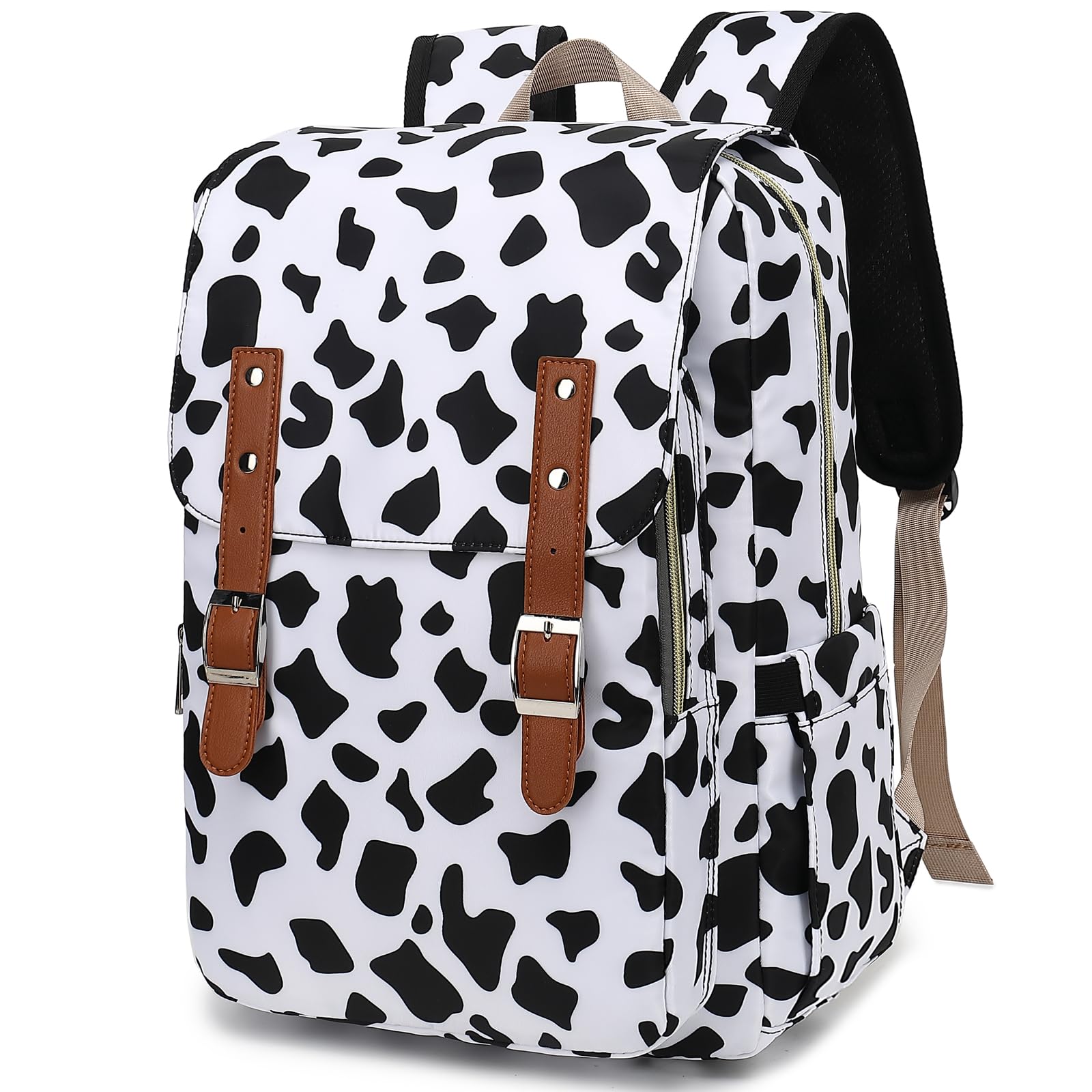 Cow Print Laptop Backpack for Women Girls, 15.6 inch College School Backpacks Travel Casual Daypack