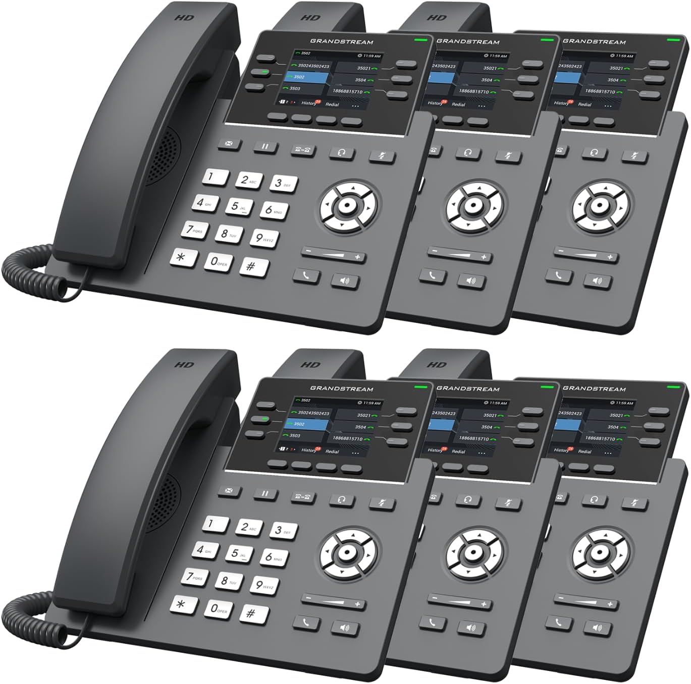 Complete Cloud Business IP Phone System with TWAComm GRP2613 | Includes 1 Year Free VoIP Service Unlimited PBX Features, WiFi & Bluetooth and US-Based Support (6 Phone Bundle)