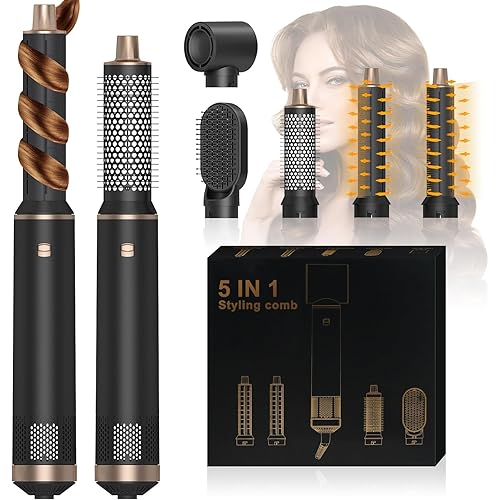 Blow Dryer Brush 5 in 1, Multi Ionic Hair Dryer Brush Set, Air Auto Wrap Hair Styler with 3 Temperature, Powerful Hair Styling Tools Set for Fast Drying, Curling, Straightening & Smoothing
