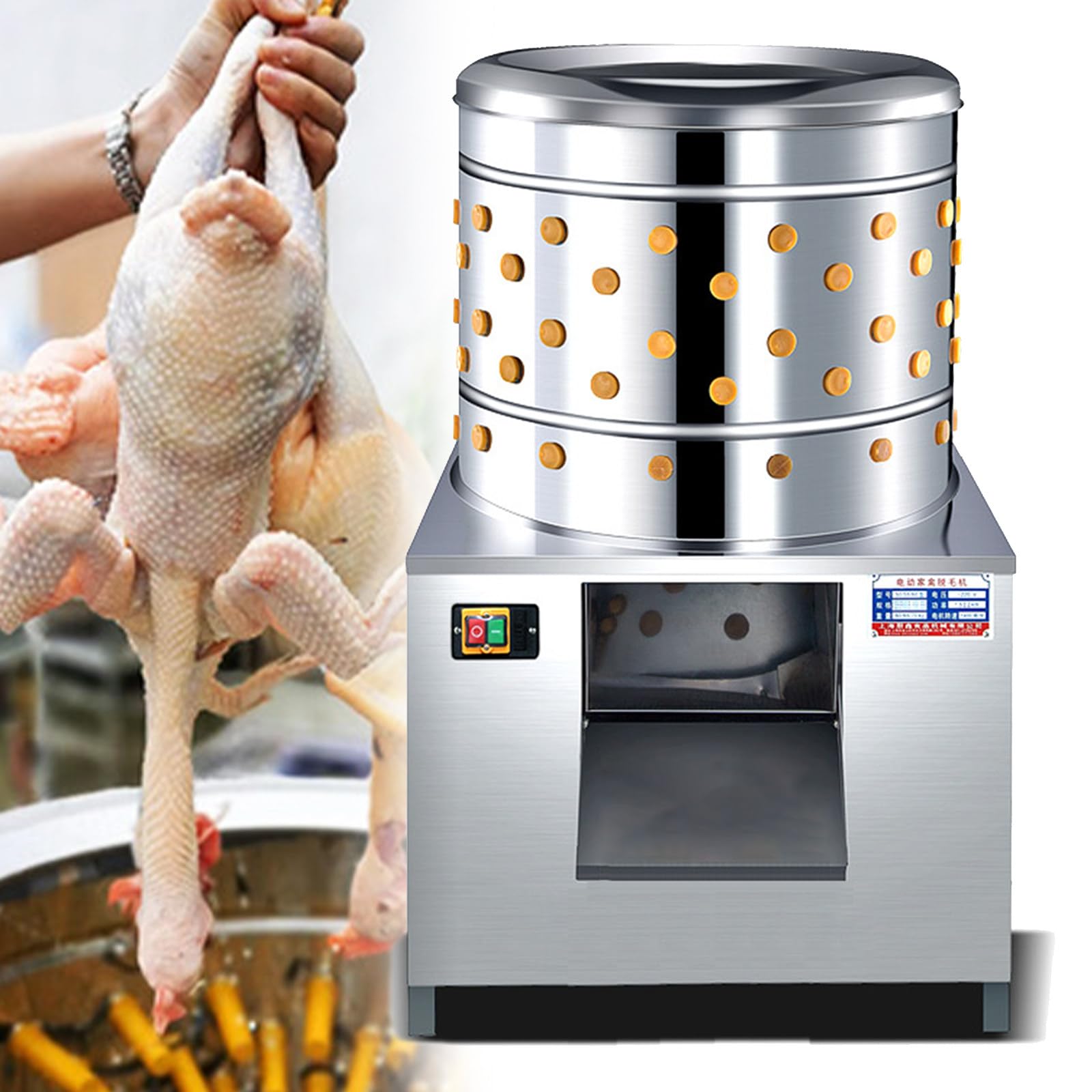 Naturalpowev Chicken Plucker, Electric Poultry Processing Machine, Stainless Steel Chicken Feather Plucker 1500W For Poultry Chicken, Bird, Duck, Turkey, Quail