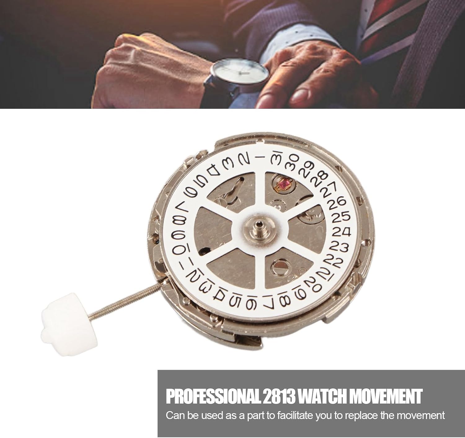 2813 Automatic Mechanical Watch Movement, Metal Mechanical Watch Part with Box, Automatic Clock Movement Replacement for Watch Repair Shop