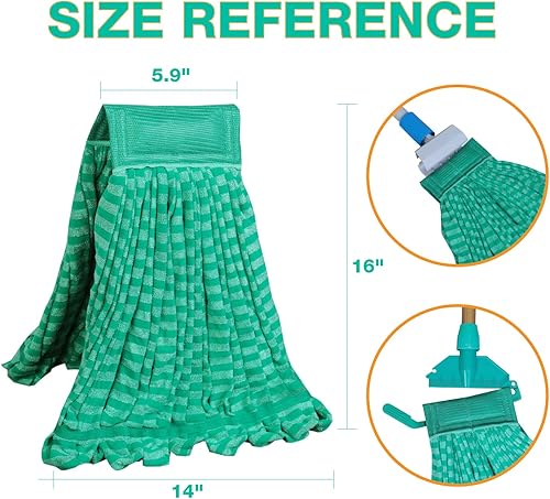 Miniatura 2 de DIRT RUSHER Paquete de 2 cabezales de microfibra de repuesto para trapeador húmedo comercial para limpieza de pisos, ultra absorbente, secado rápido