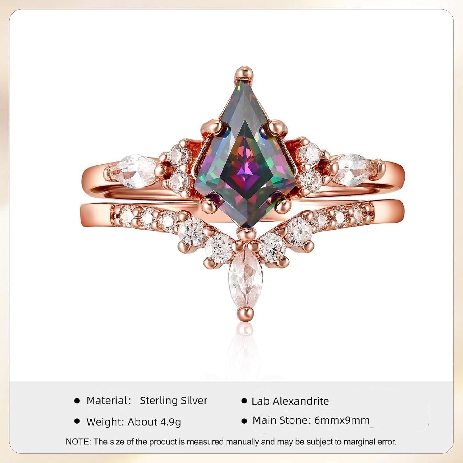 Alexandrite Engagement Rings for Women Wedding Ring Promise Rings for Her Rose Gold Mood Birthstone Rings Christmas Anniversary Birthday Valentine's Day Gift (Alexandrite-02, 10)