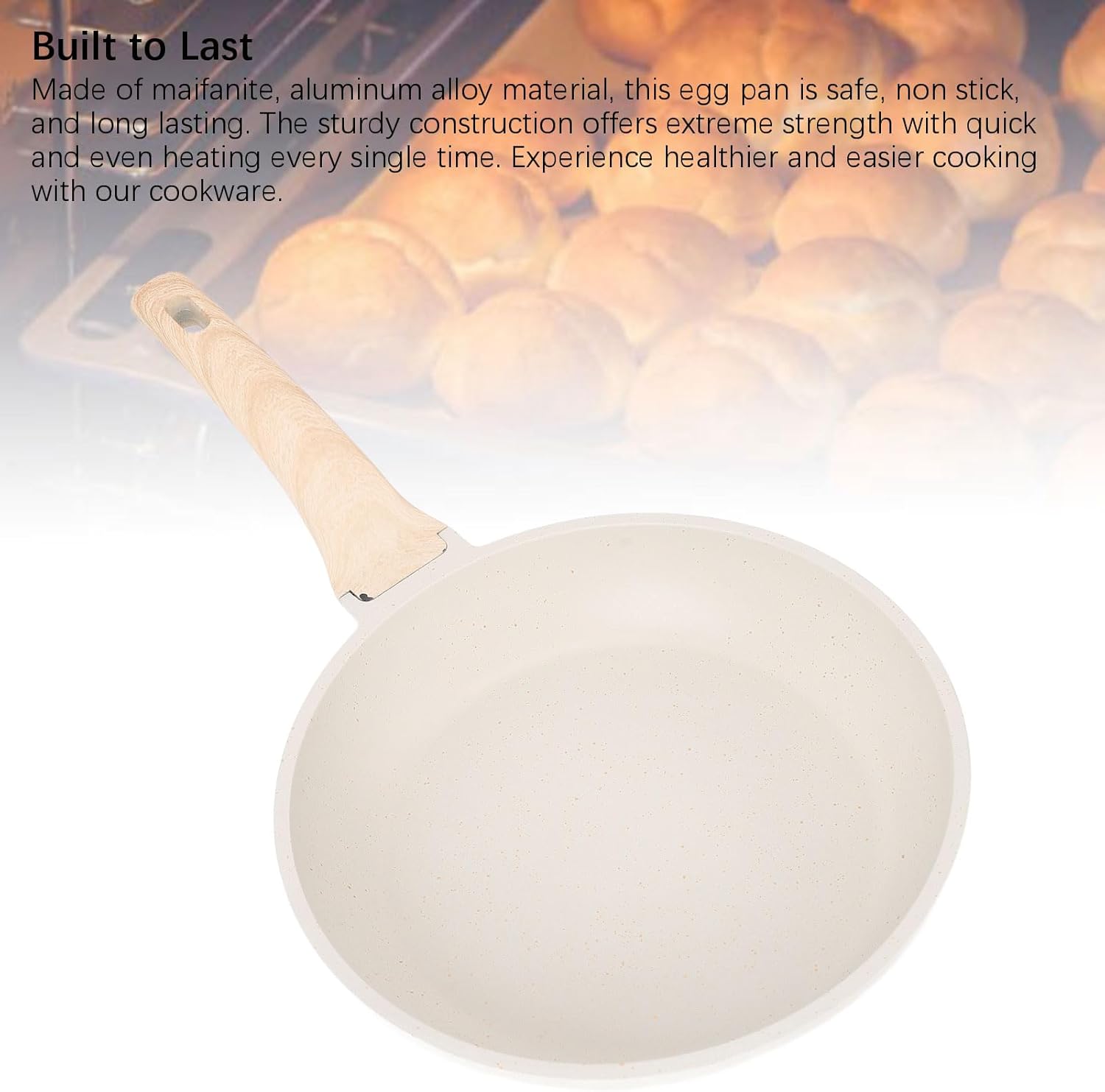 Focket Nonstick Frying Pan, Non Stick Easy to Clean Heat Proof Aluminum Alloy Omelet Pans Ergonomic Handle Comfortable Grip 17.1x10.0in Omelette Pan for Fry, Stew, Grill Meat (Type 2)