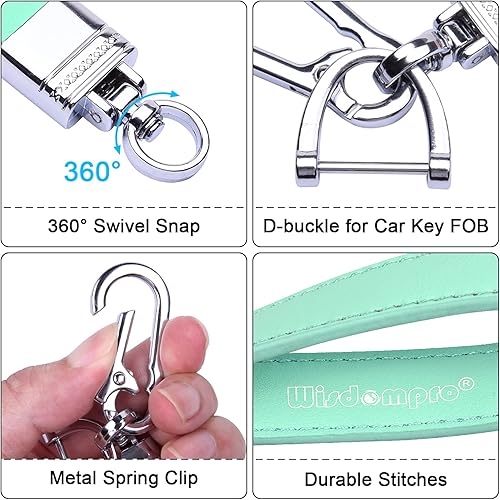 Miniatura 3 de Wisdompro Llavero de cuero genuino para automóvil, llavero universal de cuero resistente Key FOB, llaveros para mujeres para llaves de automóvil,