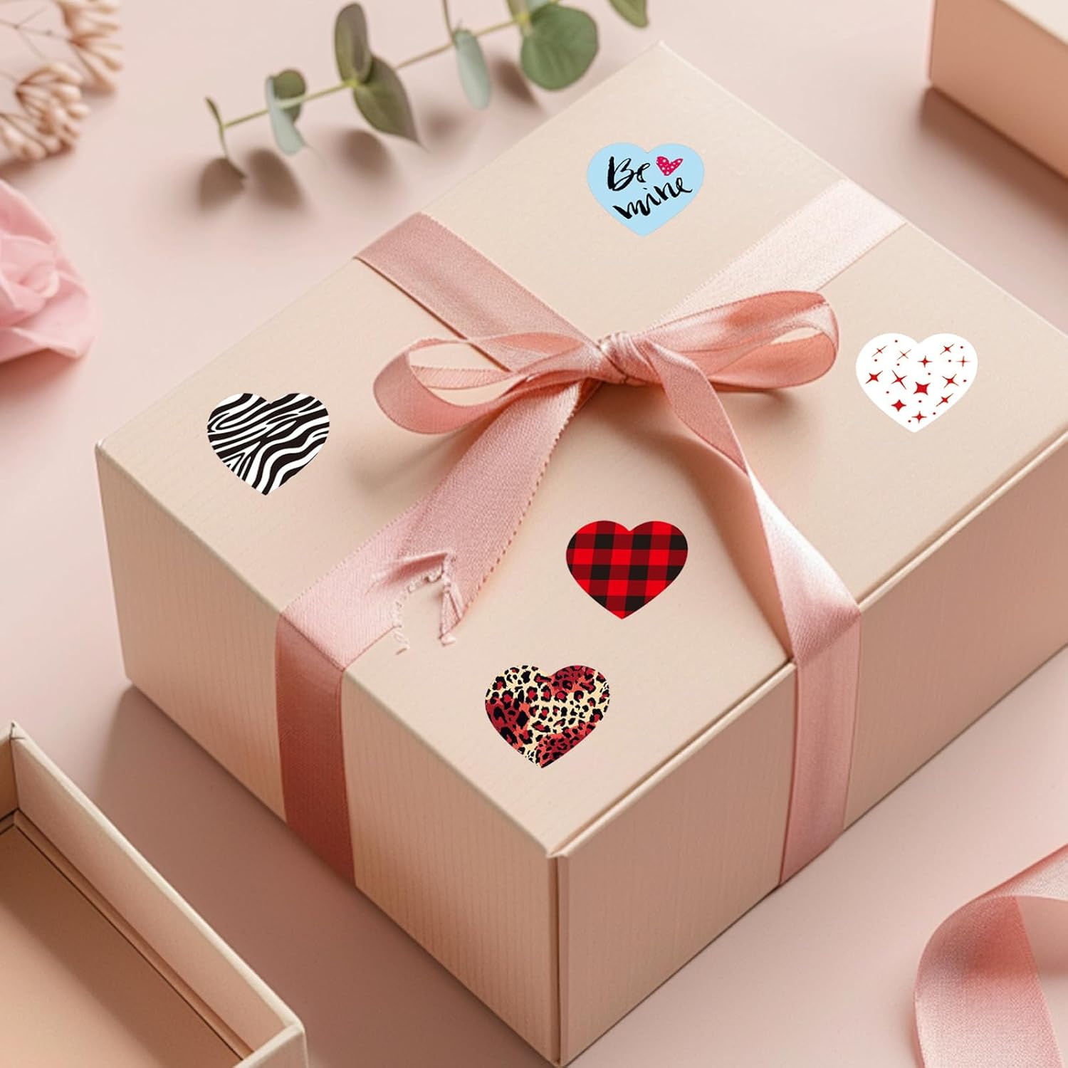 500Pcs Valentines Stickers, Valentines Day Decorations Heart Stickers Envelopes DIY Labels for Adults Decor Anniversaries Wedding Home Party Supplies