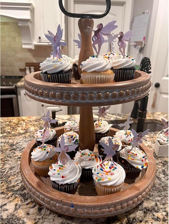 24 PCS Fairy Cupcake Topper, Birthday Party Cupcake Topper, Fairy Cake Decorations for Fairy Birthday Party Supplies, Baby Shower Supplies Fairy Wedding Decorations