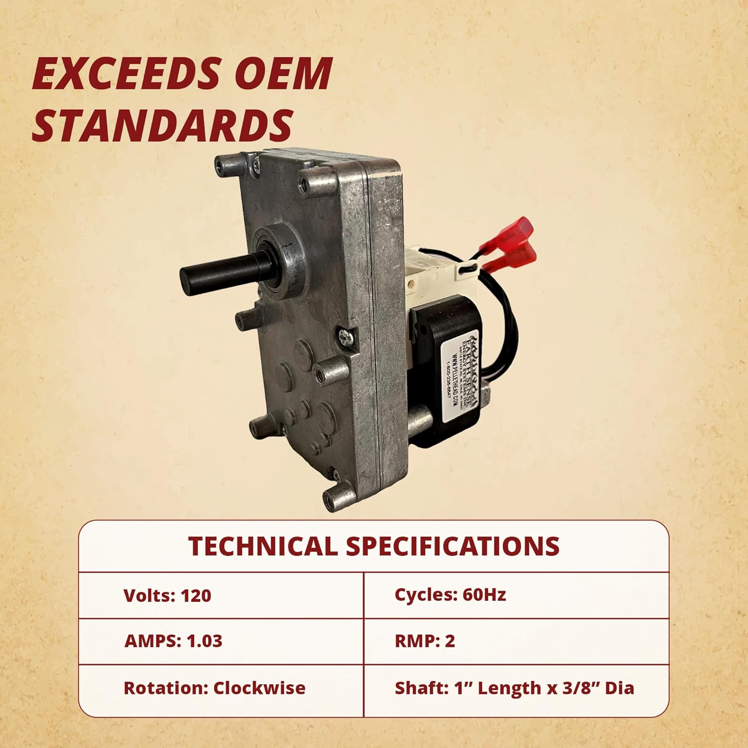 St Croix 80P20278-R 2 RPM Auger Feed Motor Pellet Stove for Afton Bay Ashby Auburn Eclipse Element Greenfield Hastings Lancaster Lincoln Pepin Prescott Revolution SCF-050 York Insert