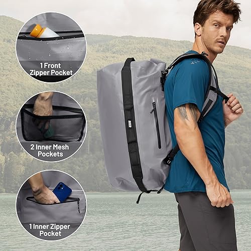 Miniatura 4 de MIER Bolsa de lona impermeable grande con parte superior enrollable para kayak, rafting, canotaje, natación, campamento, viajes, gimnasio, playa,