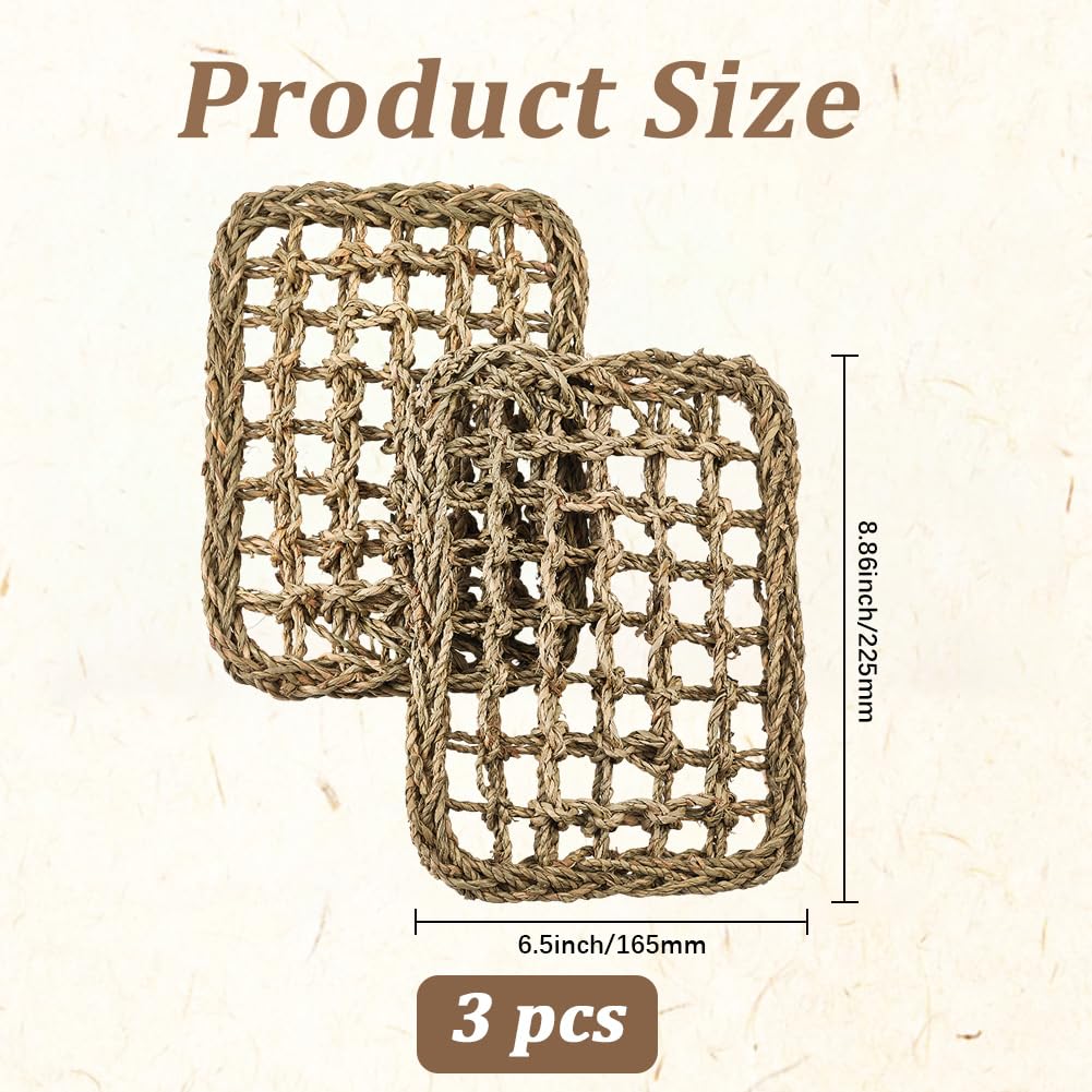 GORGECRAFT 3 Stück Vogel Klettermatte Für Papageien Sittiche Natürliches Seegras Gewebtes Netz Strickleiter Hängematten Käfigzubehör Für Unzertrennliche Sittiche Wellensittiche Nymphensittiche Tauben