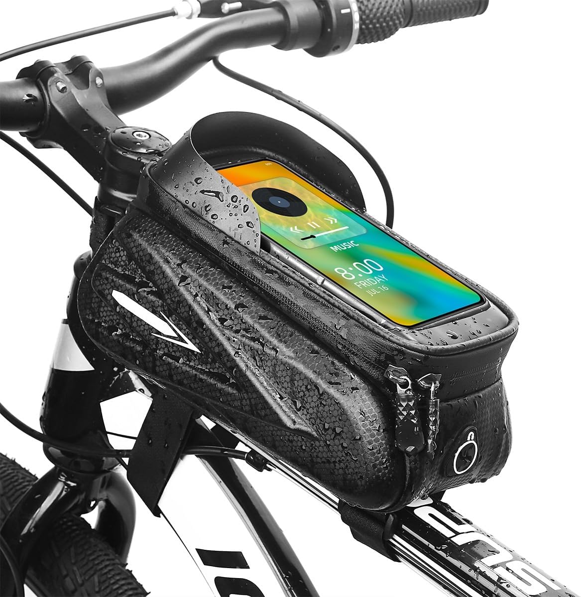 Waterproof Bike Phone Bag - Front Frame Tube Bag with Sun Visor & Sensitive TPU Touch Screen, Universal Fit for 4.7-7.2 Inch Smartphones