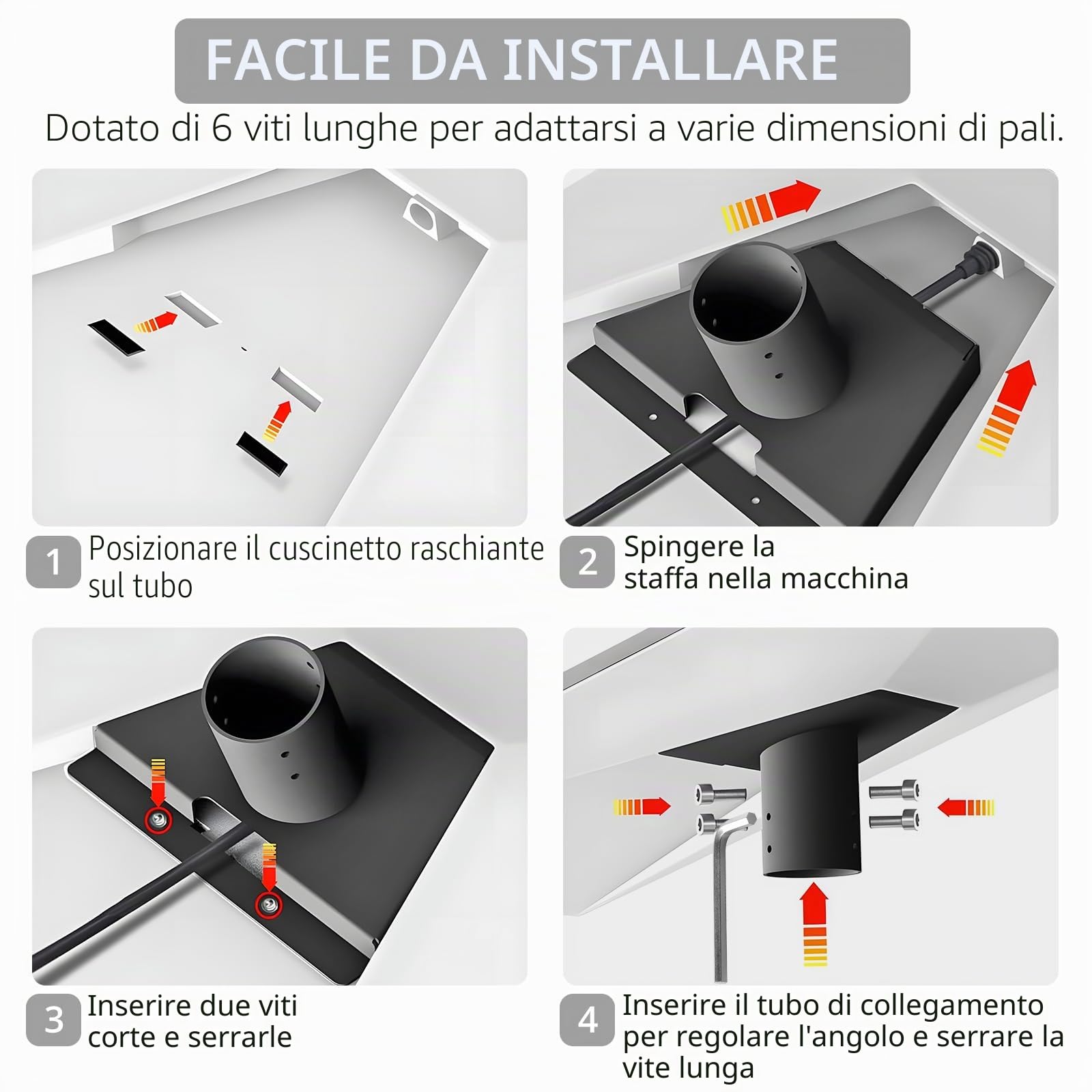 Justech Adattatore per Tubi Starlink Gen 3 a 360° Regolabile Supporto da Palo Starlink Gen 3 in Lega di Alluminio Compatibile con Diametro 25-53 mm Installazione Universale per Tetto Parete Giardino