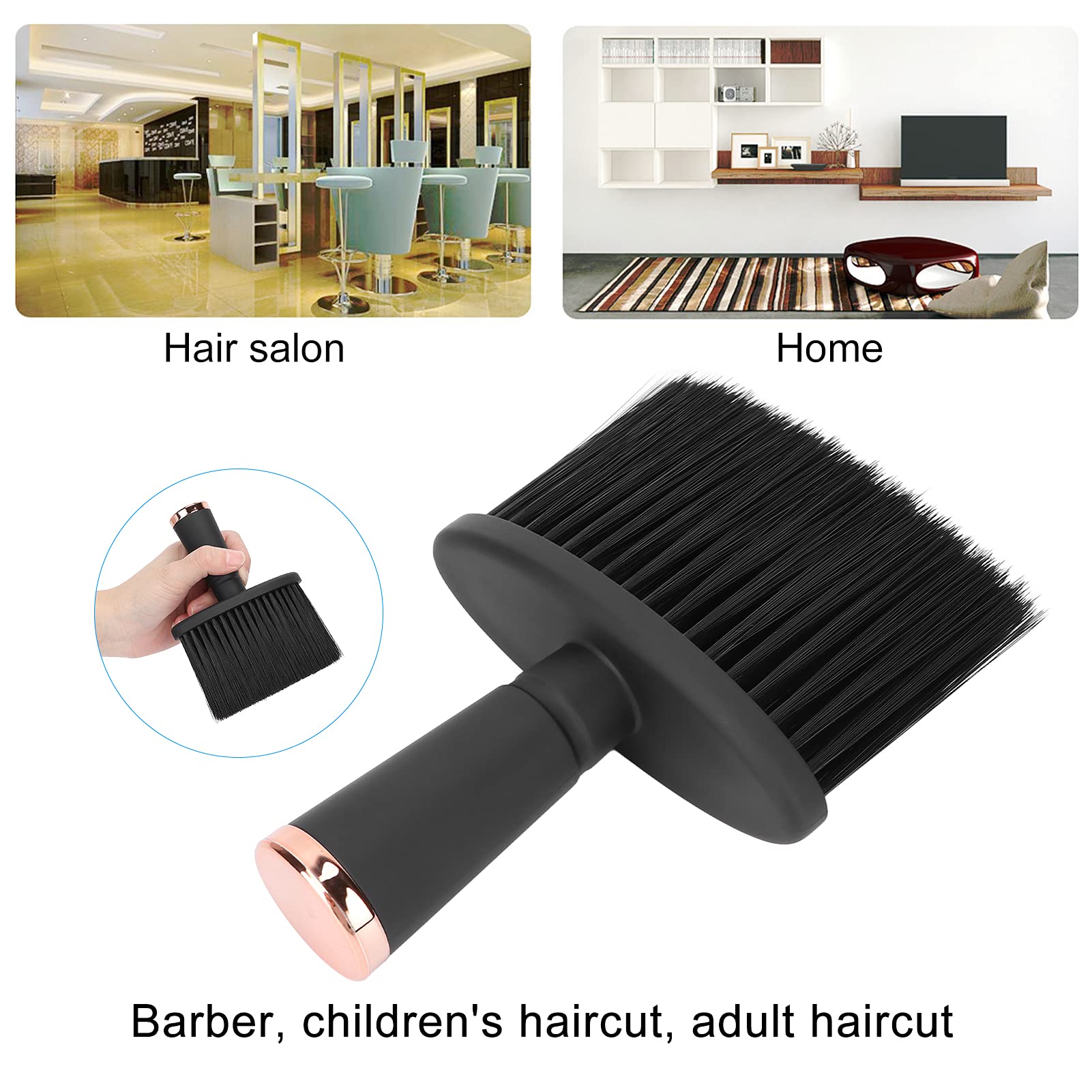 Brrnoo Spazzola per Capelli Barba Triturata in Nylon con Manico Nero Satinato a Setole Ordinate per Uso Domestico Barbiere